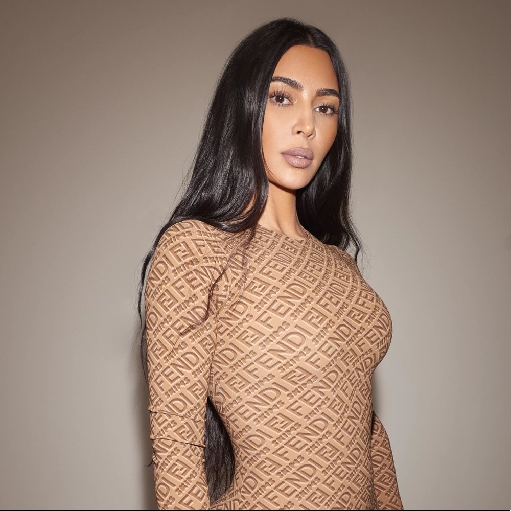 FENDI X SKIMS MOCK NECK LONG SLEEVE BODYSUIT, CALIFORNIA, MEDIUM